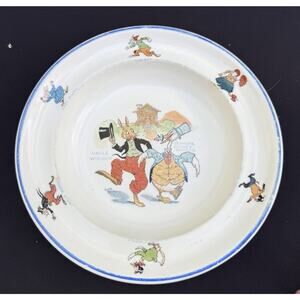 Antique 1924 Uncle Wiggly Grandpa Goosey Gander Sebring Pottery Co 8.5” Bowl